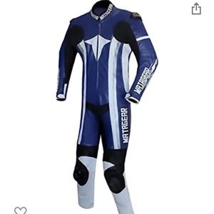 Large leather motorcycle racing suit, one piece